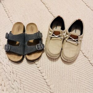 Old Navy Kids' Gray Sandals and Tan Loafers size 3